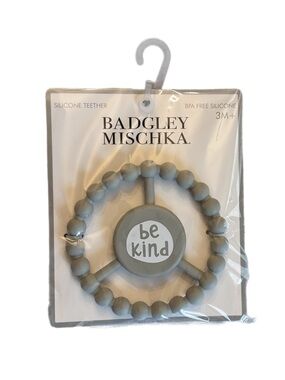 Badgley Mischka Baby Silicone Teether - Gray "Be Kind"